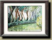 Marais poitevin aquarelle 24x18 - 80€